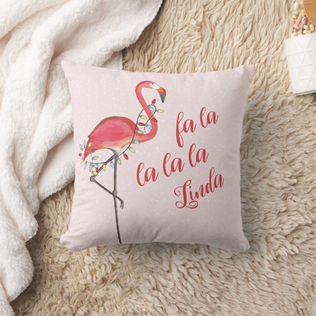Cojín Decorativo Flamingo rosa tropical personalizado navidades (Manta)