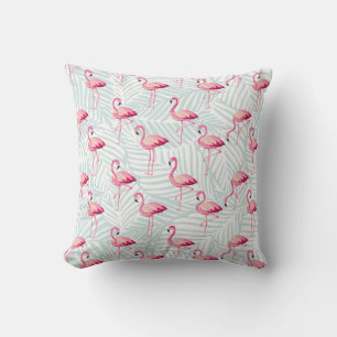Cojín Decorativo Flamingo rosa y hojas de palma - Cuidada