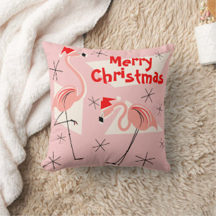Cojín Decorativo Flamingo Santas Pink Merry Christmas square