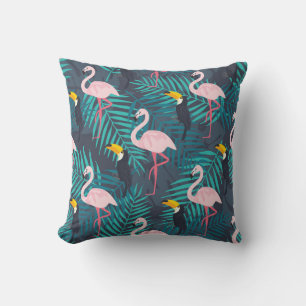 Cojín Decorativo Flamingo, toucano: patrón de hojas tropicales