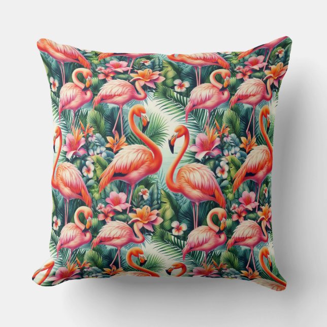 Cojín Decorativo Flamingo tropical (Anverso)