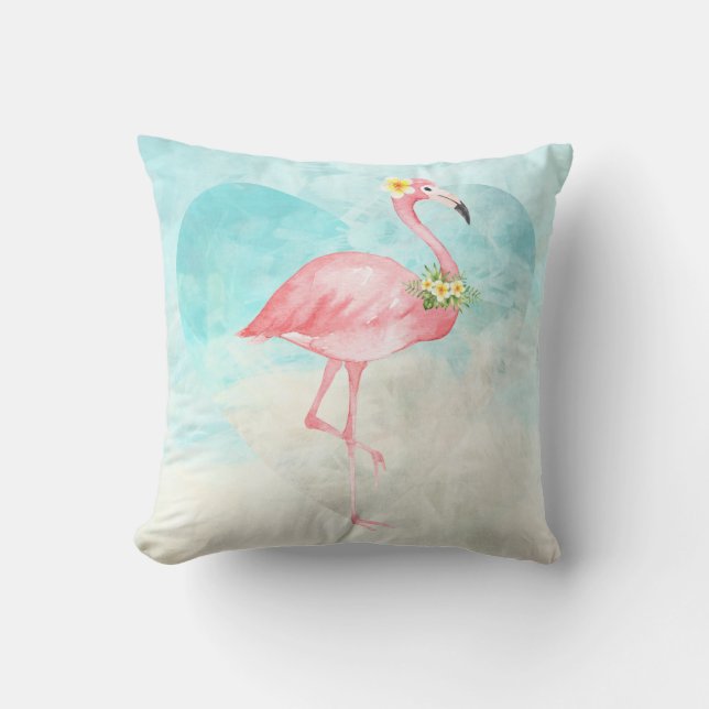 Cojín decorativo Flamingo Tropical (Anverso)