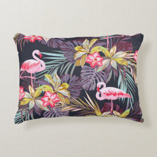 Cojín Decorativo Flamingo Tropical: Patrón veraniego sin foco