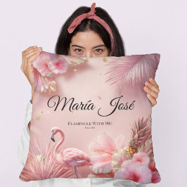 Cojín Decorativo Flamingo tropical Quinceañera, personalizado