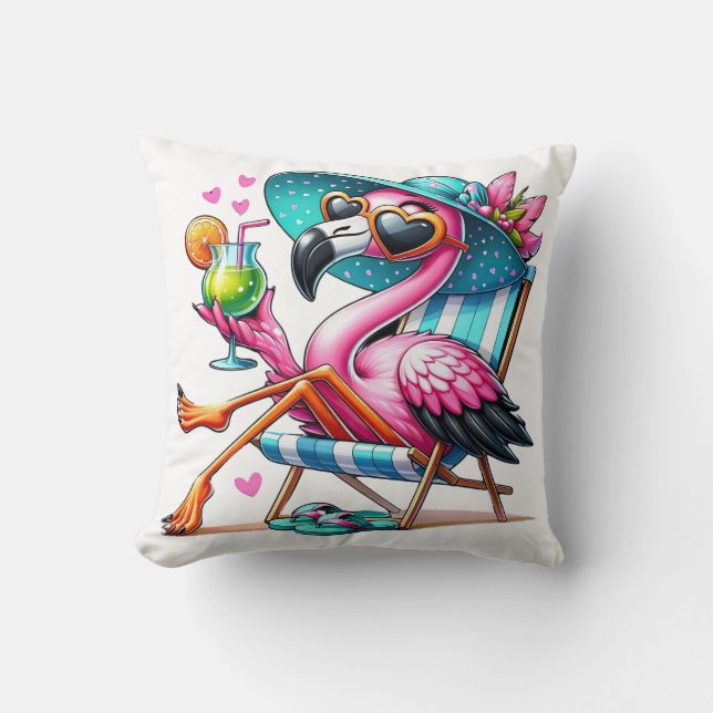 Cojín Decorativo Flamingo verano fresco (Anverso)