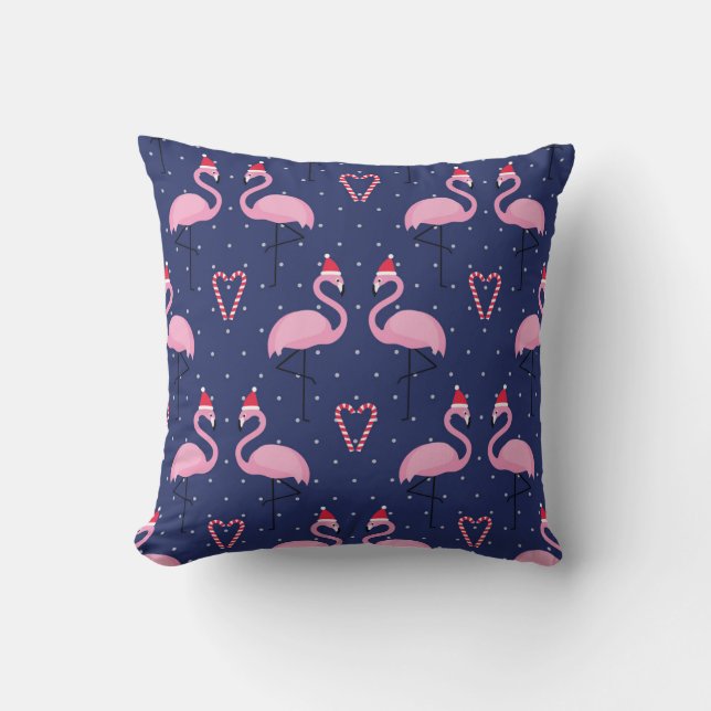Cojín Decorativo Flamingo Xmas Gorra Candy Pattern (Anverso)