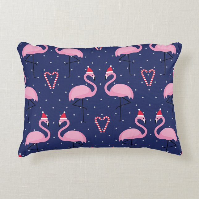 Cojín Decorativo Flamingo Xmas Gorra Candy Pattern (Anverso)