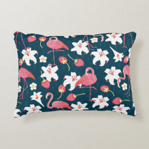 Cojín Decorativo Flamingo y Lilies Tropical Vintage Seamless Patt