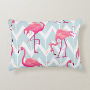 Cojín Decorativo Flamingos Gris claro: Vintage Tropical.