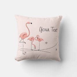 Cojín Decorativo Flamingos Trío rosa 4 'Tu texto' cuadrado posterio