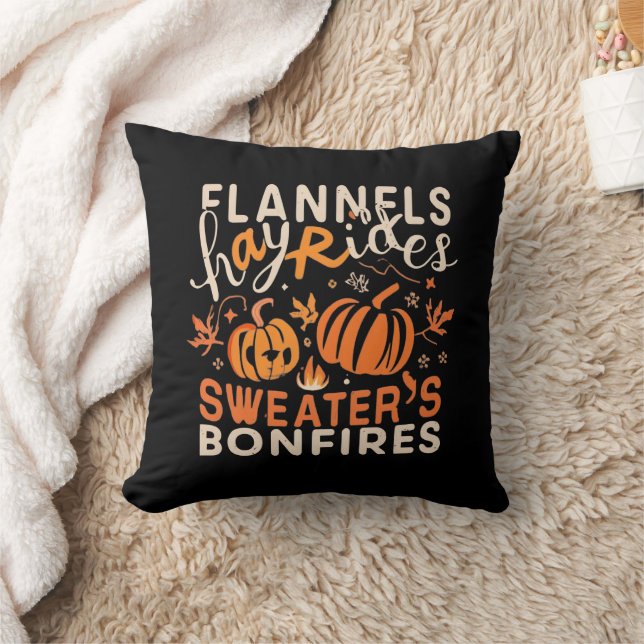 Cojín Decorativo Flanels Hayrides Pumpkins Sweaters Bonfires (Manta)