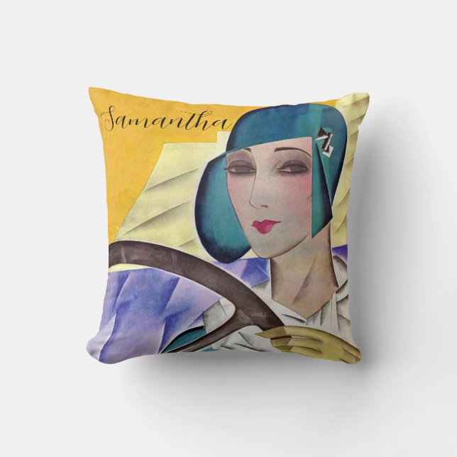 Cojín Decorativo Flapper en Gorra morado (PERSONALIZAR) (Anverso)