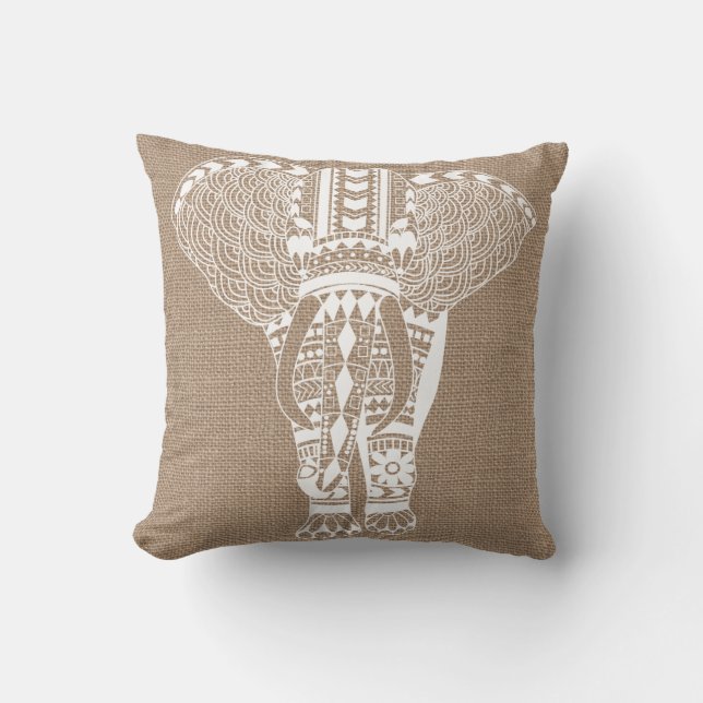Cojín Decorativo Flaulap de la White Tribal Elephant FAUX (Anverso)