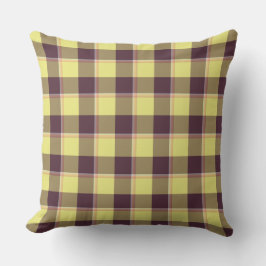 Cojín Decorativo Flax and Livid Brown Plaid Yellow Rustic