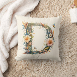 Cojín Decorativo Flechas de color de agua verde Monograma D