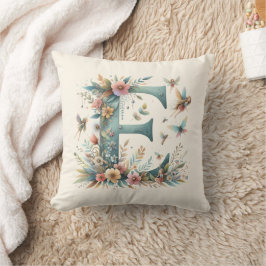 Cojín Decorativo Flechas de color de agua verde Monograma E
