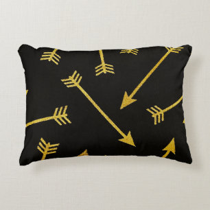 Cojín Decorativo Flechas doradas sobre lienzo negro
