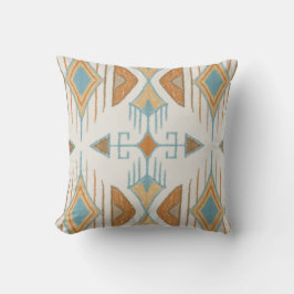 Cojín Decorativo Flechas tribales aztecas, turquesa, óxido, crema