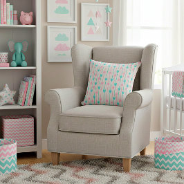 Cojín Decorativo flechas verde azuladas y rosas