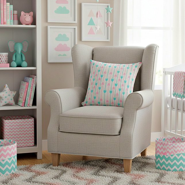 Cojín Decorativo flechas verde azuladas y rosas (Subido por el creador)