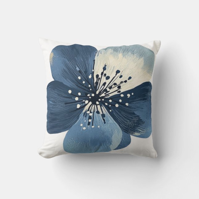 Cojín Decorativo 🌸 Fleur Bleue Éthérée (Anverso)