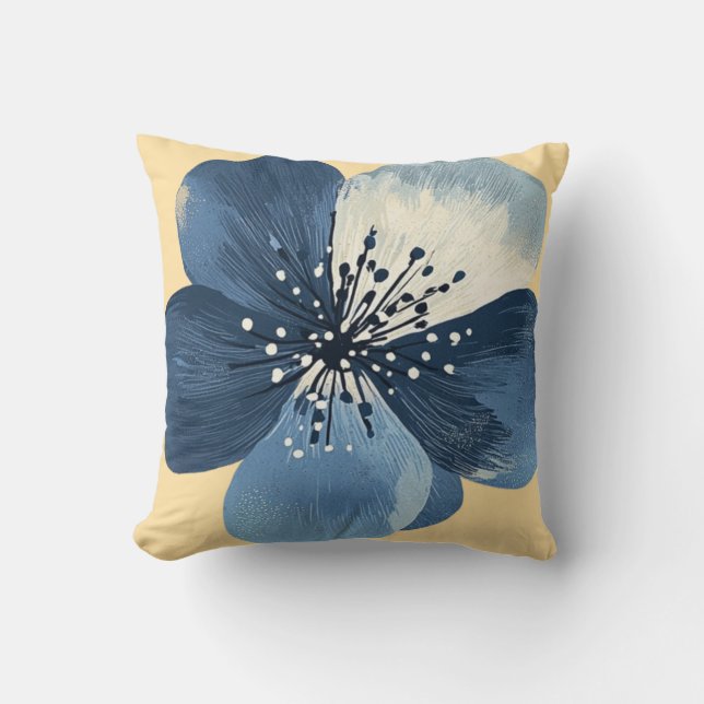 Cojín Decorativo 🌸 Fleur Bleue Éthérée (Anverso)