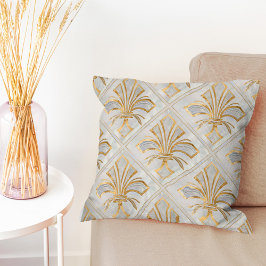 Cojín Decorativo Fleur-de-lis Art Deco - perla y oro
