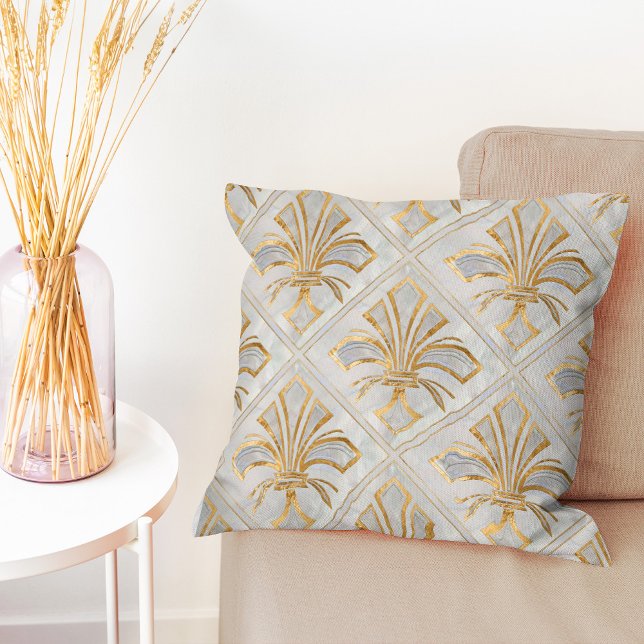 Cojín Decorativo Fleur-de-lis Art Deco - perla y oro (Subido por el creador)