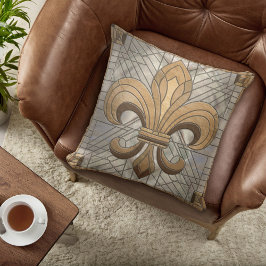 Cojín Decorativo Fleur-de-lis - Arte de mosaico de vidrio manchado