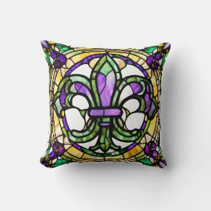 Cojín Decorativo Fleur De Lis de Mardi Gras