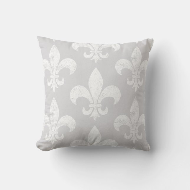 Cojín Decorativo Fleur de Lis elegante suave y neutro (Anverso)