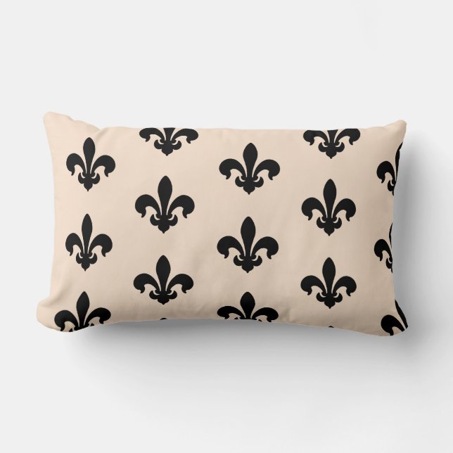 Cojín decorativo Fleur De Lis negro y beige (Anverso)