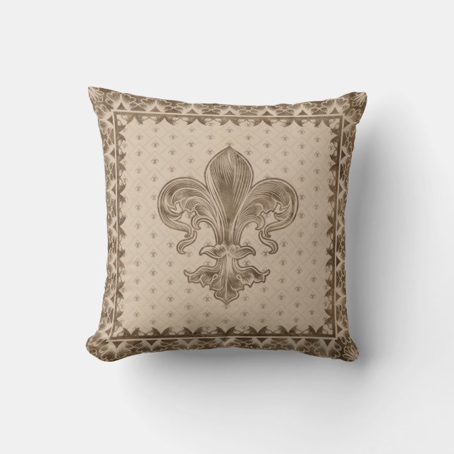 Cojín Decorativo Fleur-de-lis - Pastel Gold (Anverso)