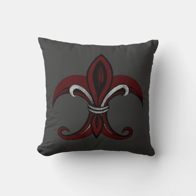 Cojín Decorativo Fleur de Lis Red/Silver (Anverso)