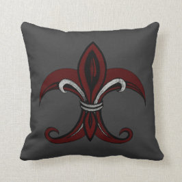 Cojín Decorativo Fleur de Lis Red/Silver