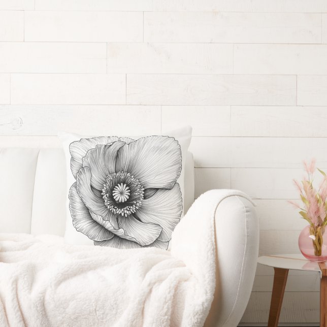 Cojín Decorativo 🌸 Fleur en Noir et Blanc (Sofá)