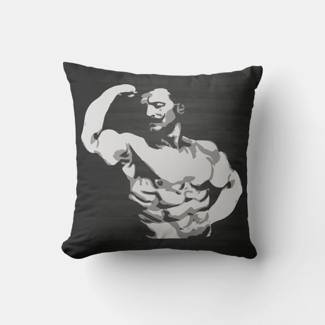 Cojín Decorativo Flexión del bíceps de Eugen Sandow - Bodybuilding (Anverso)