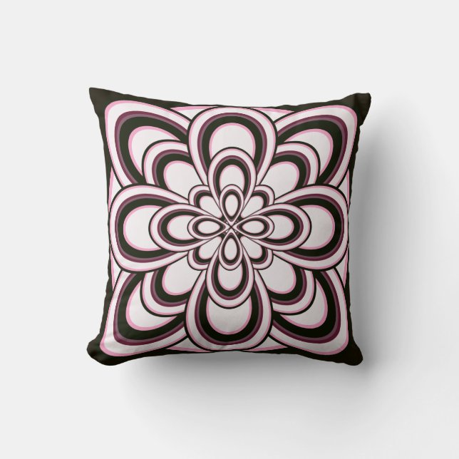 Cojín decorativo, Flor abstracta 2, blanco rosado  (Anverso)