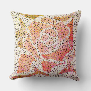 Cojín Decorativo Flor abstracta mosaico rosa blanca gris floral
