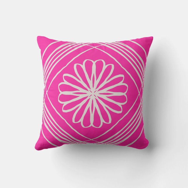 Cojín Decorativo Flor abstrante rosa caliente (Reverso)