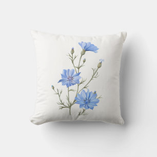 Cojín Decorativo Flor achicoria salvaje acuarela
