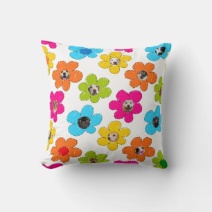 Cojín Decorativo Flor alegre Perro Mamá Collage de fotos divertido