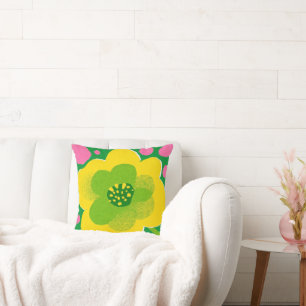 Cojín Decorativo Flor amarilla brillante Floral atrevido