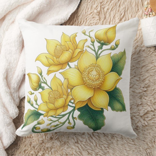 Cojín Decorativo Flor amarilla estilo tailandés (Manta)