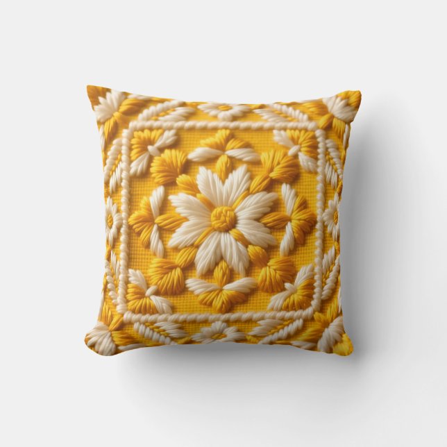 Cojín Decorativo Flor amarilla y blanca (Anverso)