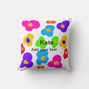 Cojín Decorativo Flor arcoiris orgullo amor añadir nombre texto lqb