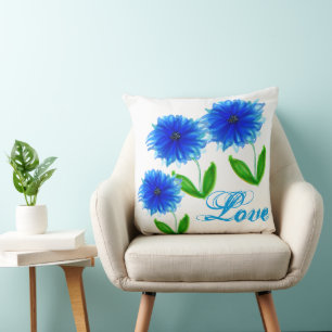Cojín Decorativo Flor azul brillante