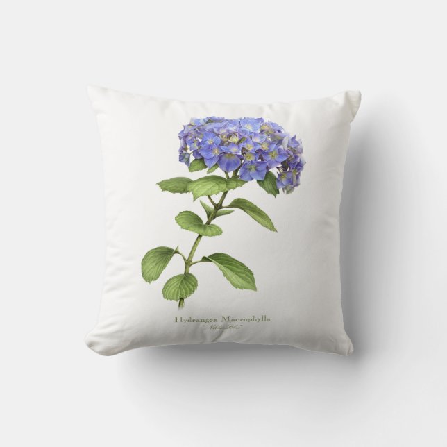 Cojín Decorativo Flor azul de hidrangea (Anverso)
