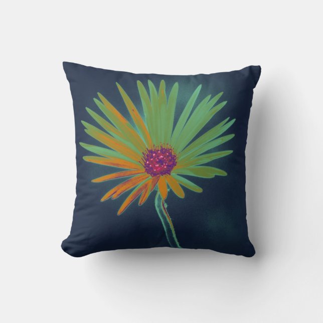 Cojín Decorativo Flor azul de margarita (Anverso)