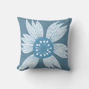 Cojín Decorativo Flor azul florecimiento moderno